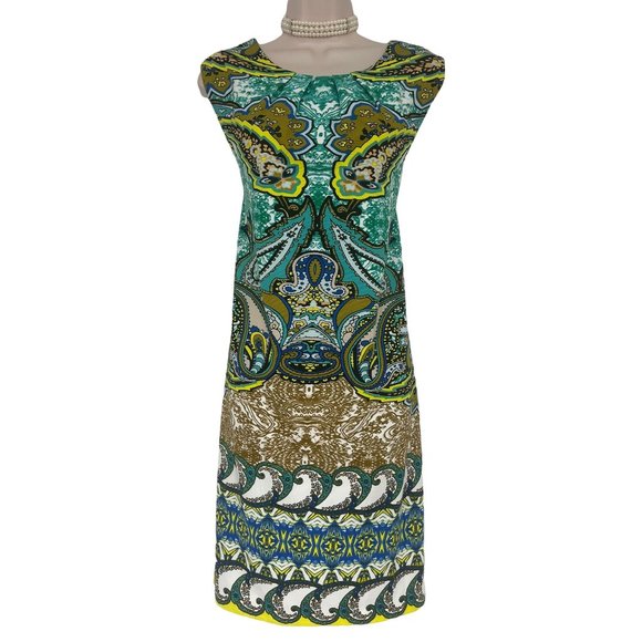 Size 16 XL 1X PAISLEY PRINT SLEEVELESS SHIFT DRESS Summer Classy Plus Size - Picture 1 of 3
